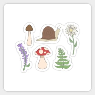 garden stickers, snail, mushrooms and flower Sticker